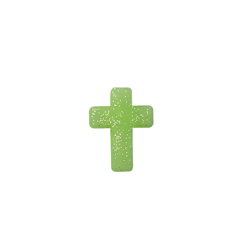 Silicone Focal Beads Cross Matte Speckled Glow in the Dark 20pcs 20