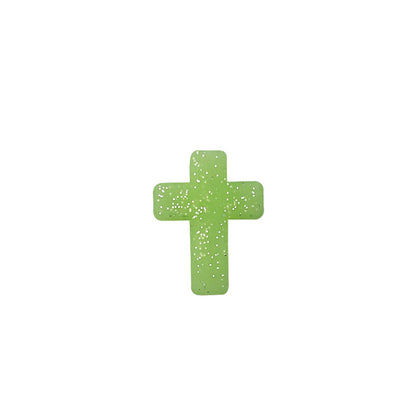 Silicone Focal Beads Cross Matte Speckled Glow in the Dark 20pcs 20