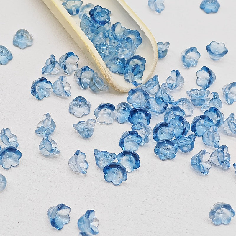 Campanula Flower Glass Beads 7x12mm Frosted Glossy Pastel 50pcs 37