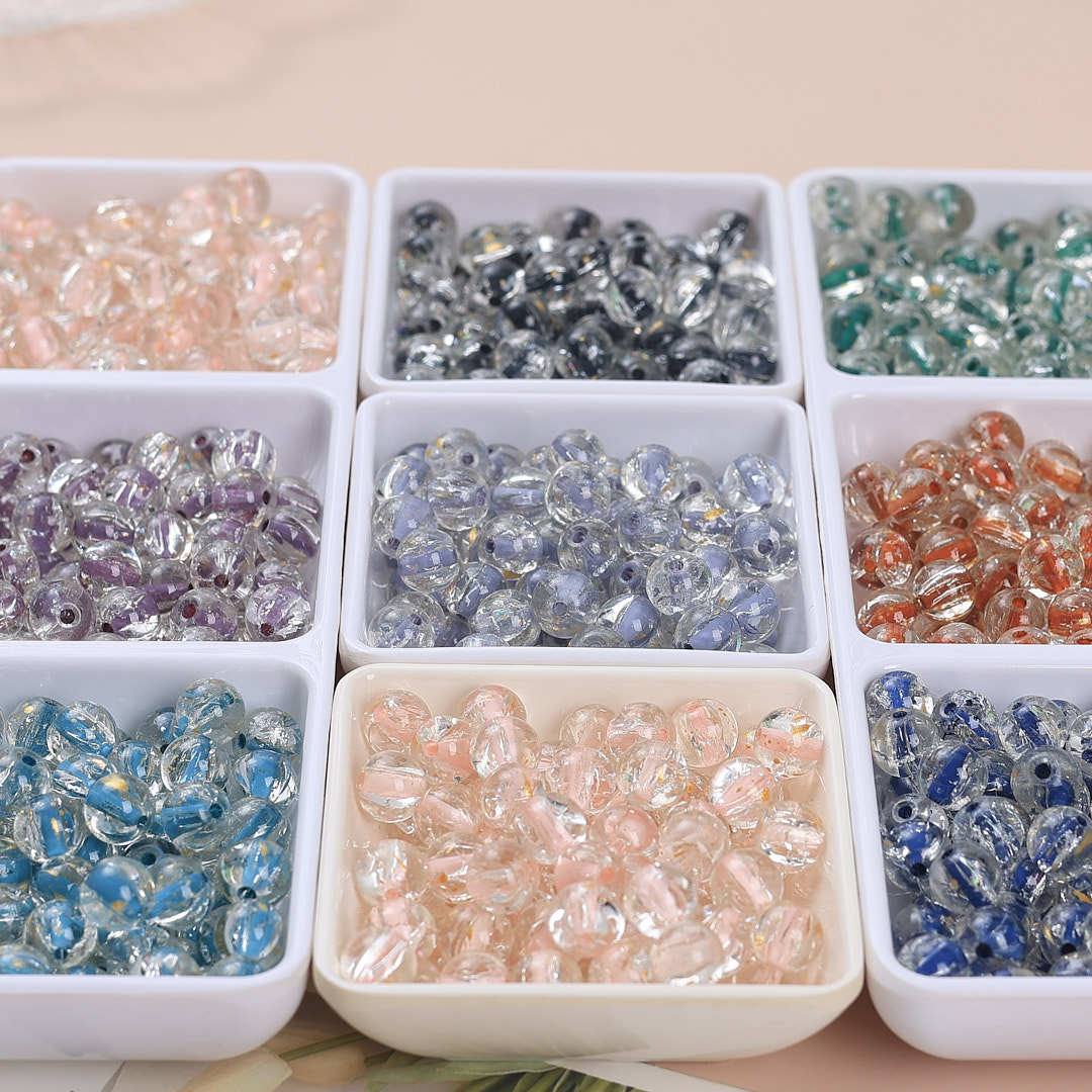 Clear Dyed Core Round Glass Beads 10mm Assorted Colors 40pcs 2