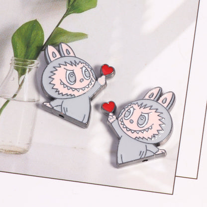 Finger Heart Pose Metal Beads 20mm Enamel Alloy 5pcs 11