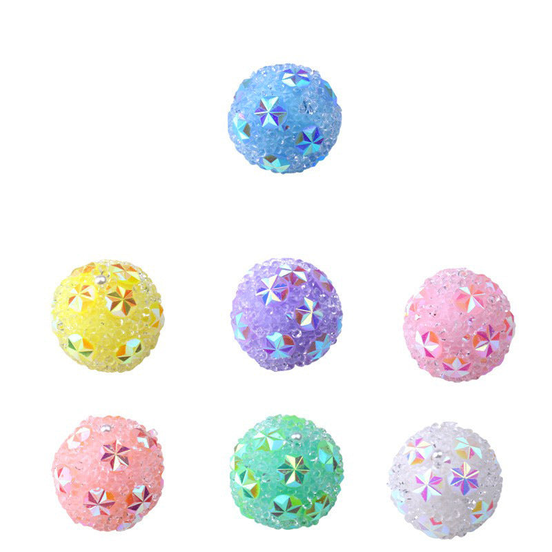 Rhinestone Bubblegum Beads 16mm Macaron Colored Holographic 1pc 5