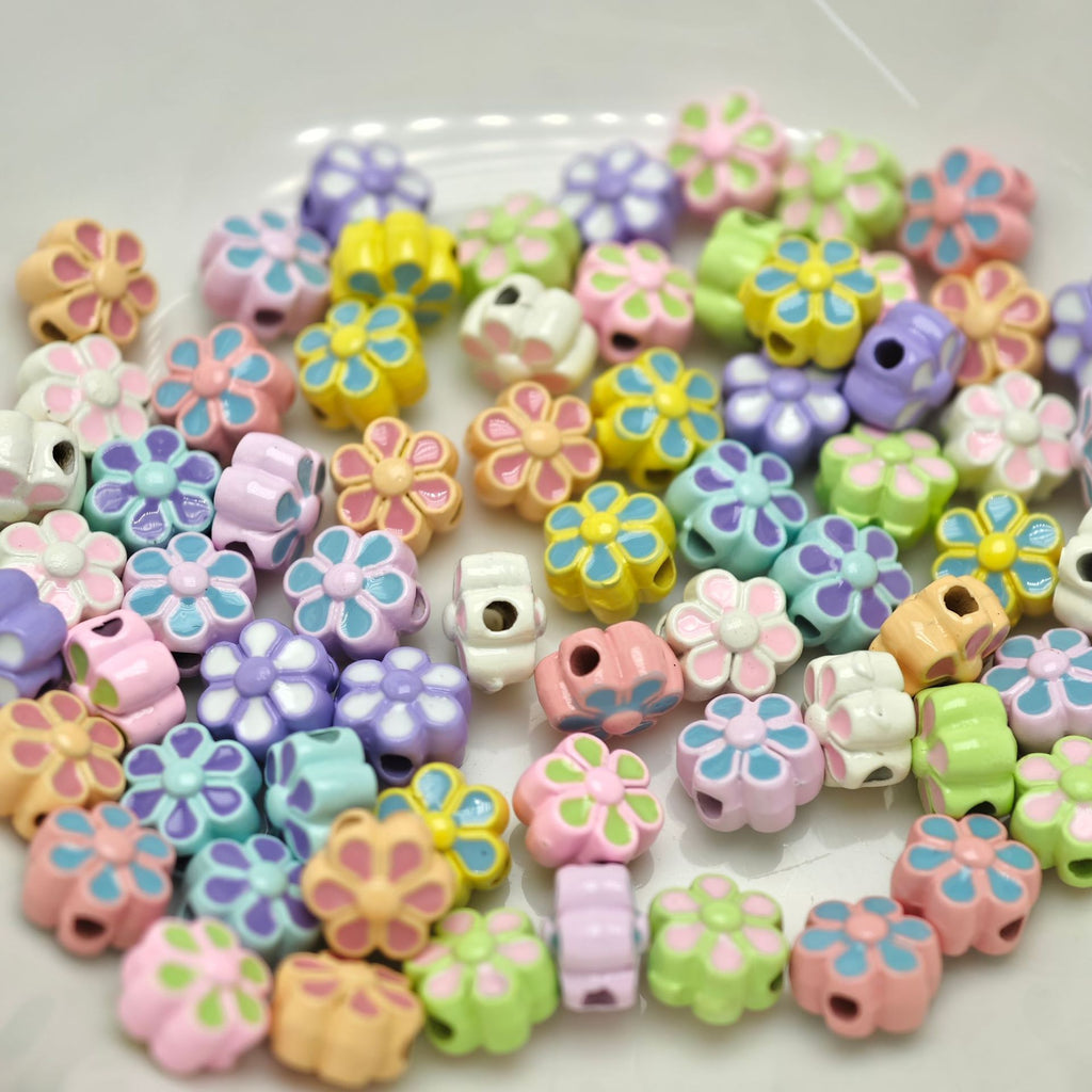 Six Petal Flower Metal Beads 7mm Dual Color Zinc Alloy 20pcs 15