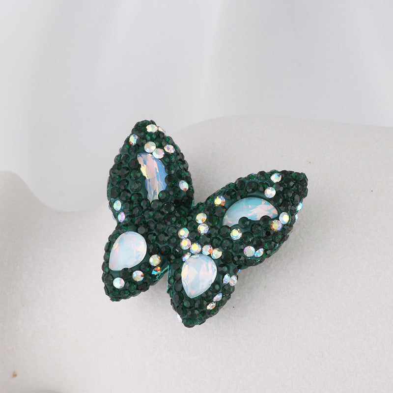 Polymer Clay Butterfly Rhinestone Beads 36mm Napal Style 2pcs 6