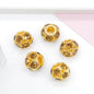 Metal Rhinestone Hollow Spacer Beads 8mm 50pcs 15