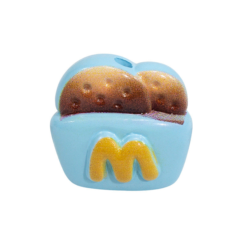 Painted Mcdon Fries Acrylic Beads 22mm Colorful 10pcs 14