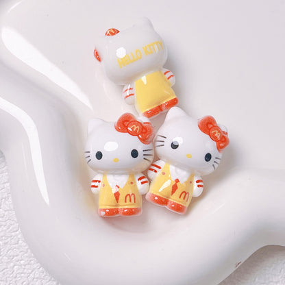 3D Painted Acrylic Beads 26mm Sun Kissed Hello KT Character 5pcs 8
