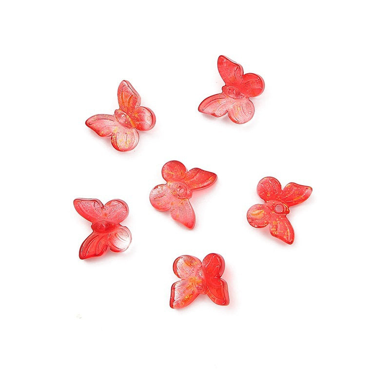 Czech Glass Butterfly Beads 11mm Translucent Pastel Gold Foil 10pcs 13