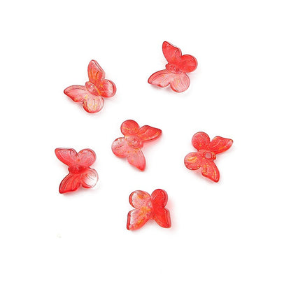Czech Glass Butterfly Beads 11mm Translucent Pastel Gold Foil 10pcs 13