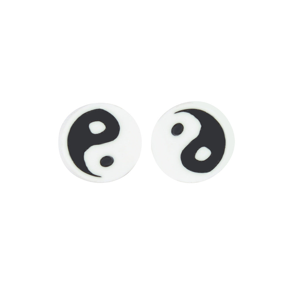 Tai Chi Clay Beads 9mm Black And White Polymer 100pcs 5