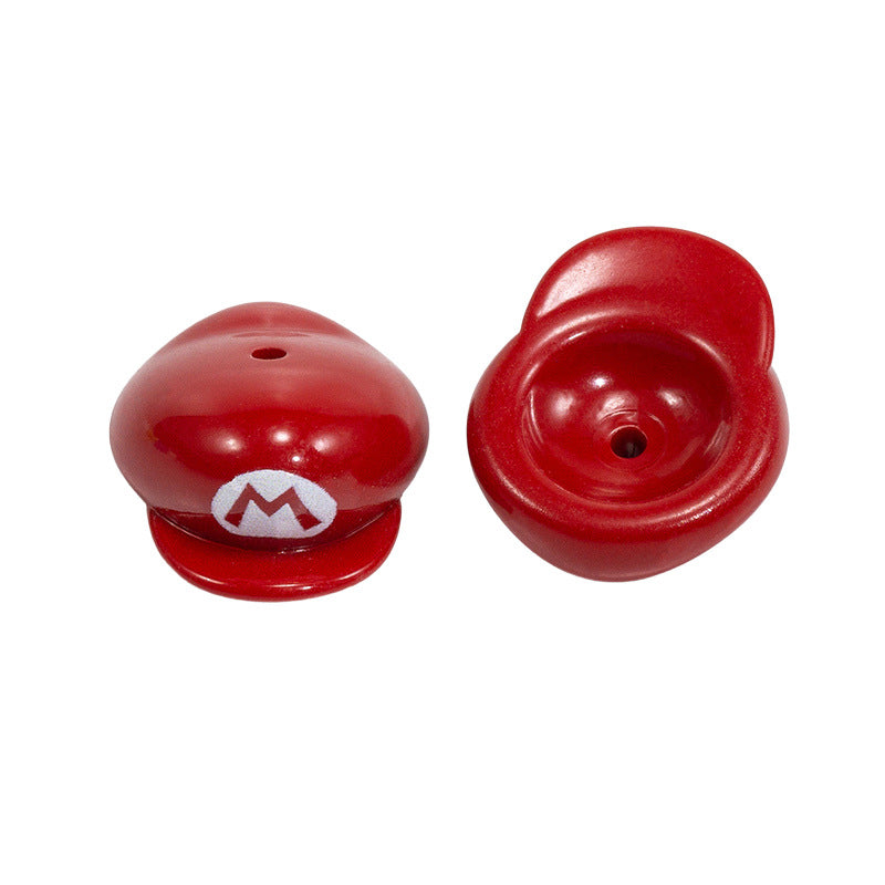 Painted Mario Hat Acrylic Beads 26mm Colorful 10pcs 14