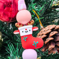 Silicone 3D Focal Beads Elk Christmas Shoes Smiling Face Red 20pcs 6