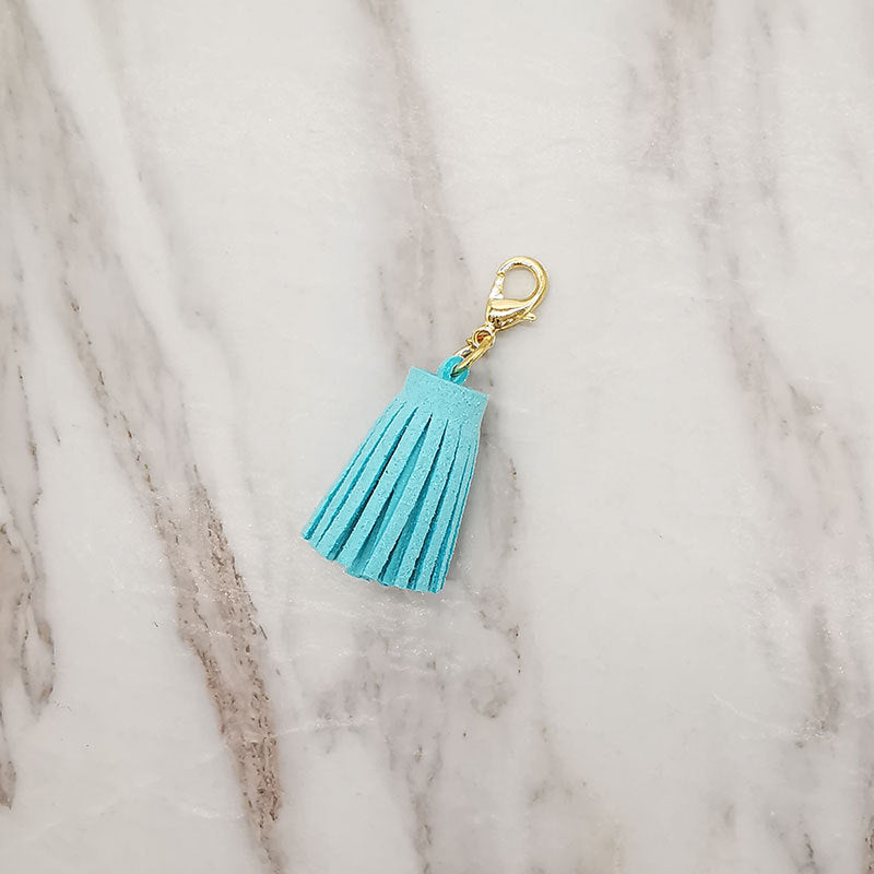 Mini Chunky Tassel Keychain PU Leather with Metal Clasp 8pcs 17