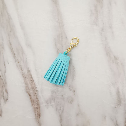 Mini Chunky Tassel Keychain PU Leather with Metal Clasp 8pcs 17