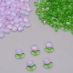 Gradient Tulip Petals Leaves Glass Beads Petal 9mm Leaf 14mm 100pcs 4