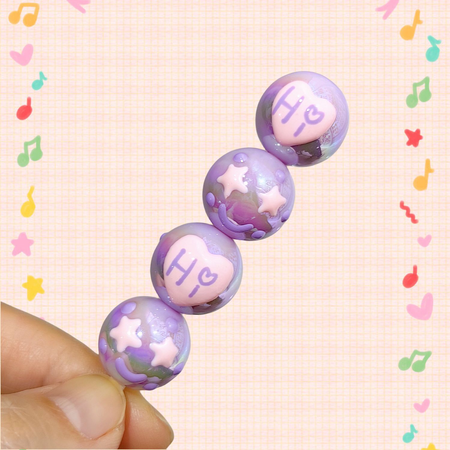 Hand Painted Starfish Acrylic Beads 16mm Christmas Cap Series 5pcs 15