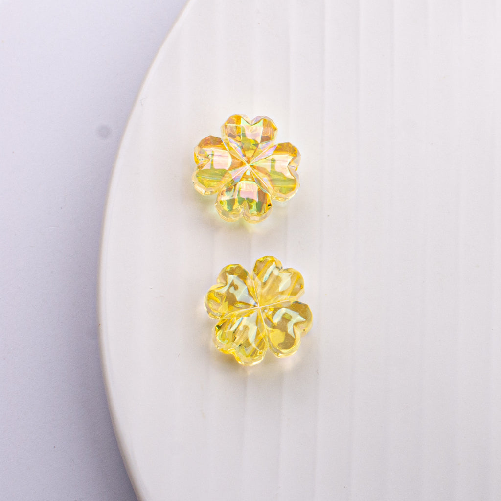 Transparent Plating Clover Acrylic Beads 14mm Summer Glow 10pcs 6