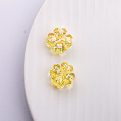 Transparent Plating Clover Acrylic Beads 14mm Summer Glow 10pcs 6