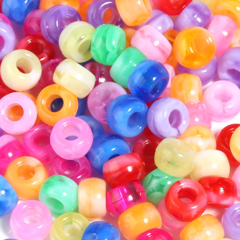 Multicolor Pony Beads Acrylic 9mm Smooth Finish 100pcs 18