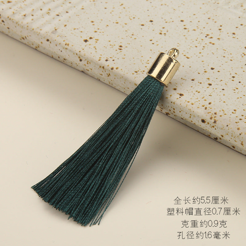 Colorful Polyester Fringe Tassel Keychain with Golden Cap 55mm 50pcs 24
