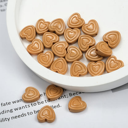 Mini Spiral Heart Acrylic Beads 11mm Colorful Mixed 50pcs 17