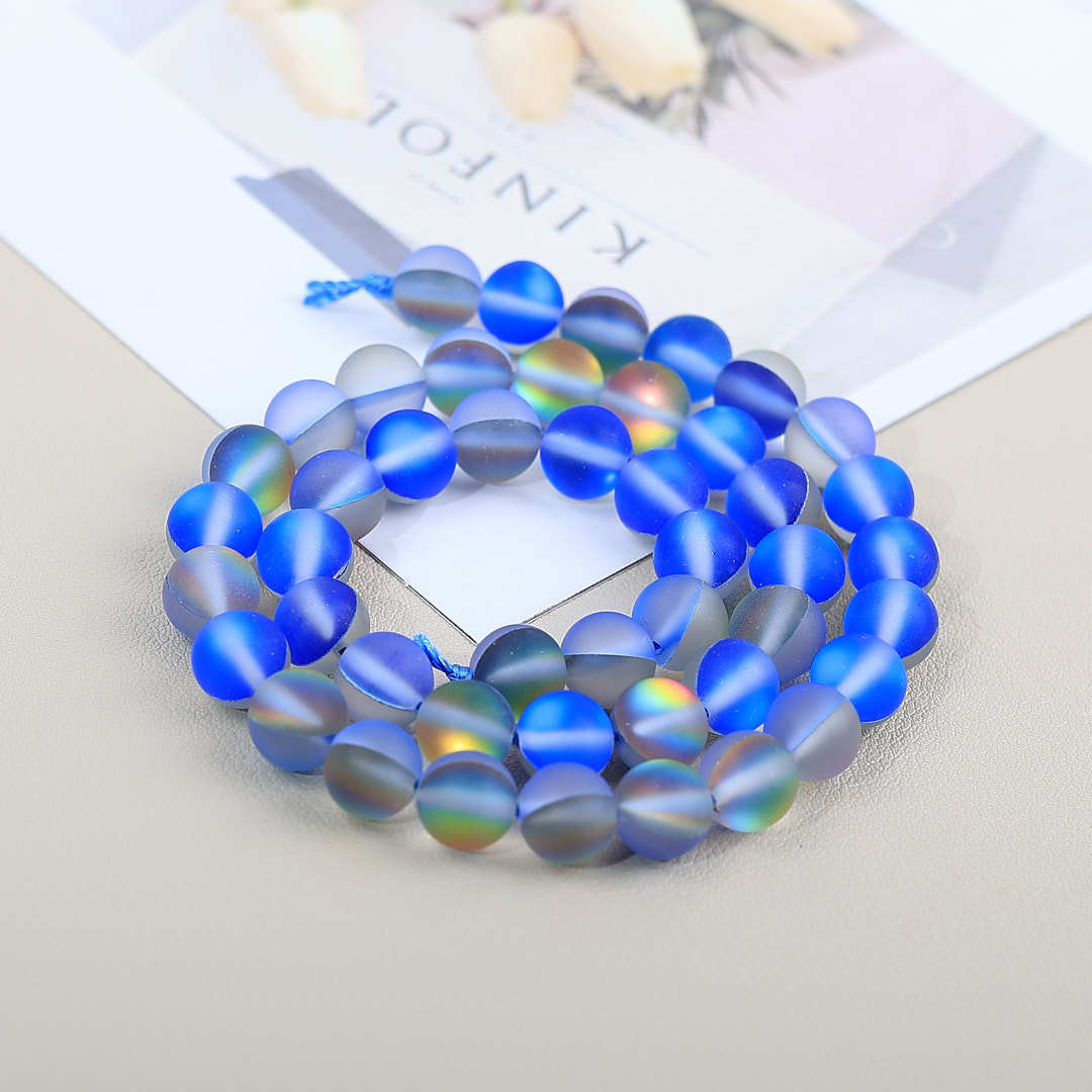 Mermaid Round Glass Beads 6mm Matte Pastel Jewel Tones 40pcs 27