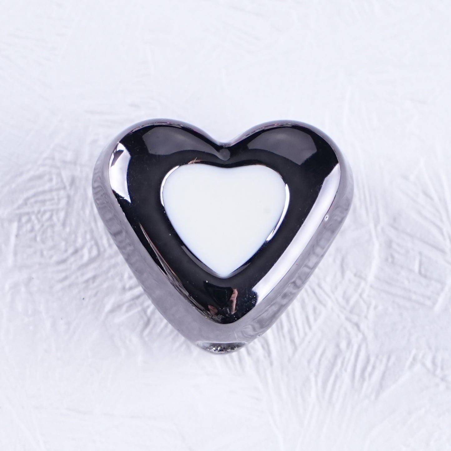 Metal Dual Color Heart Acrylic Beads 15mm Shiny Hollow 50pcs 8