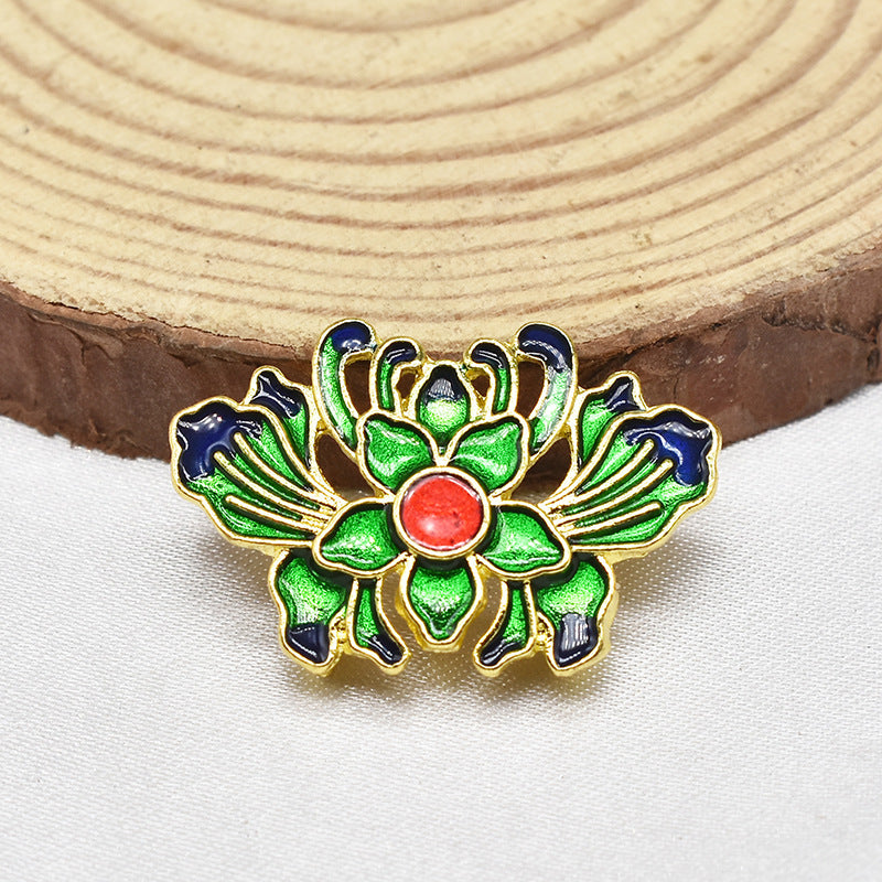 Fringed Iris Flower Metal Beads 28mm Cloisonne Enamel Zinc Alloy 10pcs 7