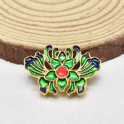 Fringed Iris Flower Metal Beads 28mm Cloisonne Enamel Zinc Alloy 10pcs 7