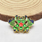 Fringed Iris Flower Metal Beads 28mm Cloisonne Enamel Zinc Alloy 10pcs 7