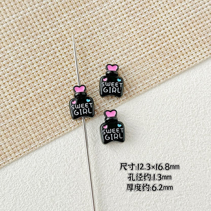 Double Sided Heart and Perfume Bottle Metal Beads 13/16mm Painted Alloy 10pcs 23