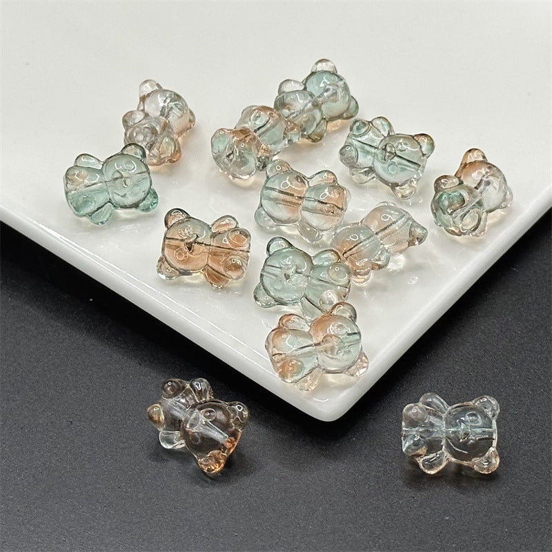 Transparent Bear Glass Beads 13x16mm Pastel Colors 100pcs 7