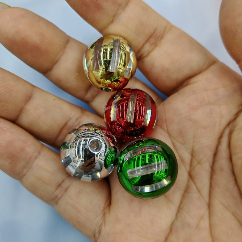 Plated Bubblegum Beads 20mm Striped Christmas Colors 50pcs 6