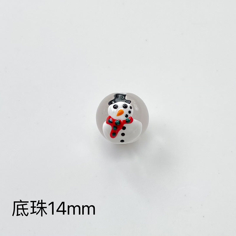 Hand Painted Christmas Enamel Glass Beads 12mm 14mm 1pc 35