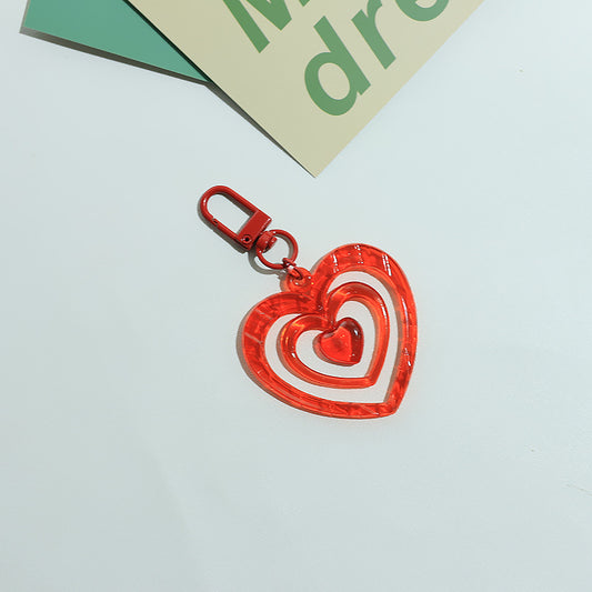 Acrylic Transparent Heart Keychain Colorful Layered Resin Charm 2