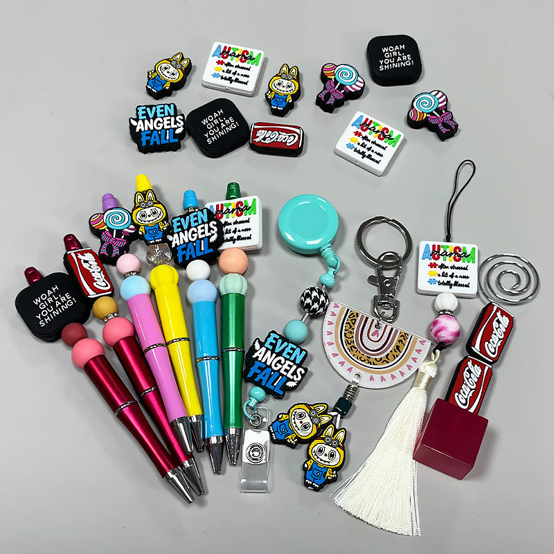 Silicone Focal Beads Soda Can Cartoon Text Bold Phrases 20pcs 2