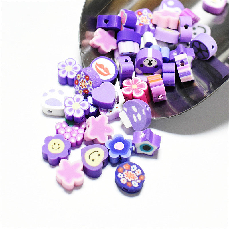 Slice Clay Beads 10mm Multicolor Hearts Flowers Stars Fruit 100pcs 4