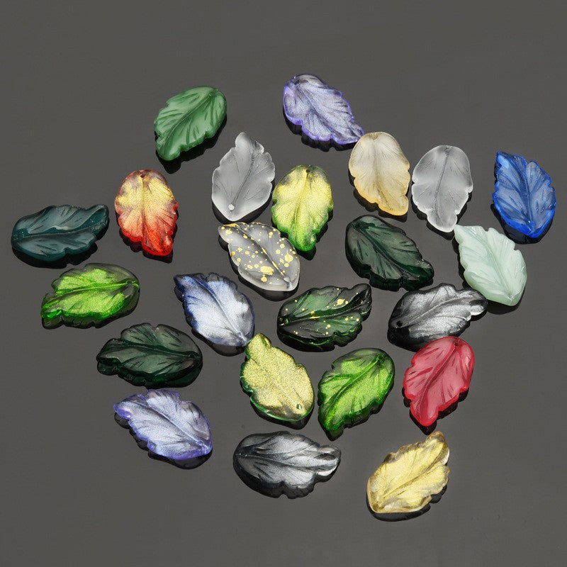 Czech Glass Beads Feather Leaf 17x28mm Gradual Color Change 20pcs 25
