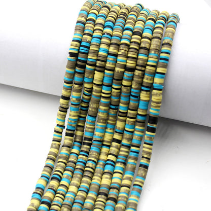 Flat Clay Beads 6mm Colorful Polymer Spacer Disc 10strands 22
