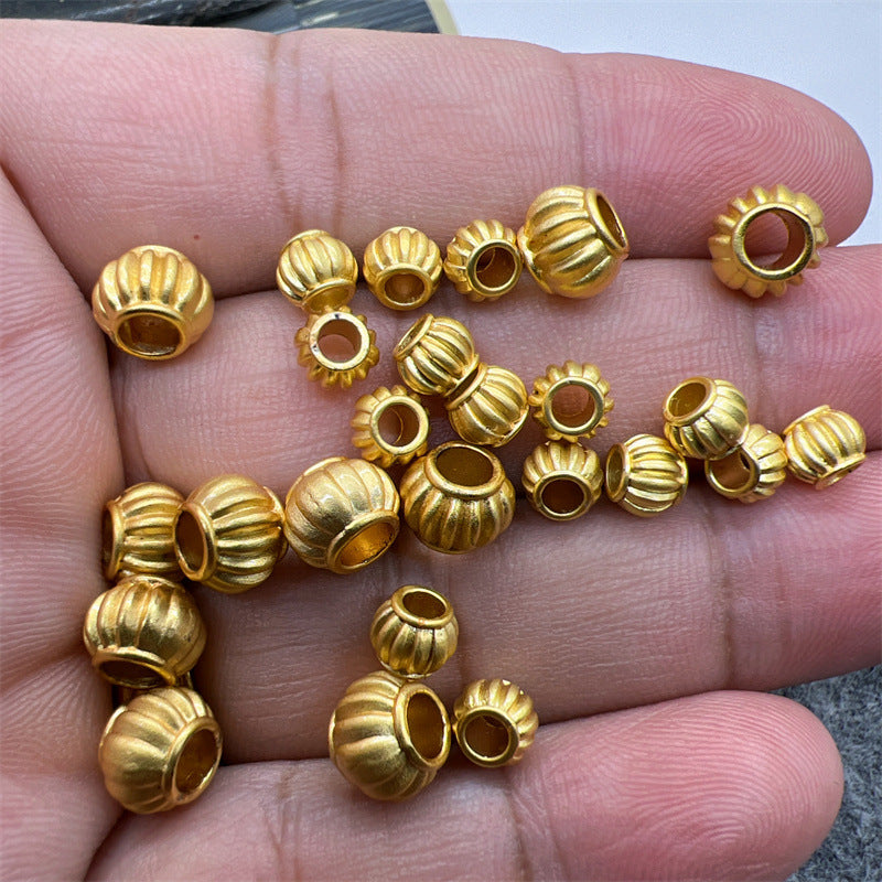 Brass Lantern Metal Beads 5.6mm Matte Gold Large Hole 100pcs 2