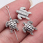 Turtle Metal Beads 14mm Antique Silver Tone Alloy 30pcs