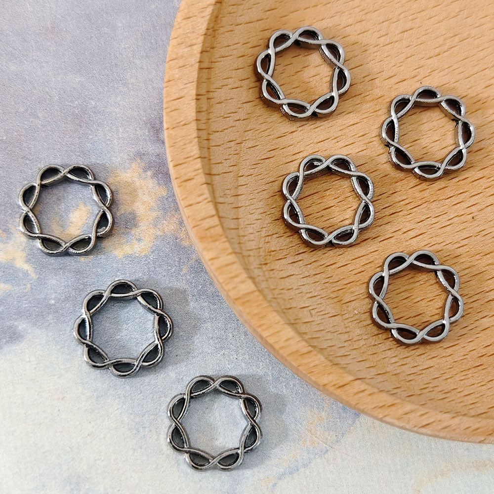 Filigree Flower Circle Metal Beads Frame 15mm Decorative 60pcs 5