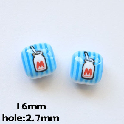 Double-Sided Blue Tone Square Acrylic Beads 16mm Printed 20pcs 11