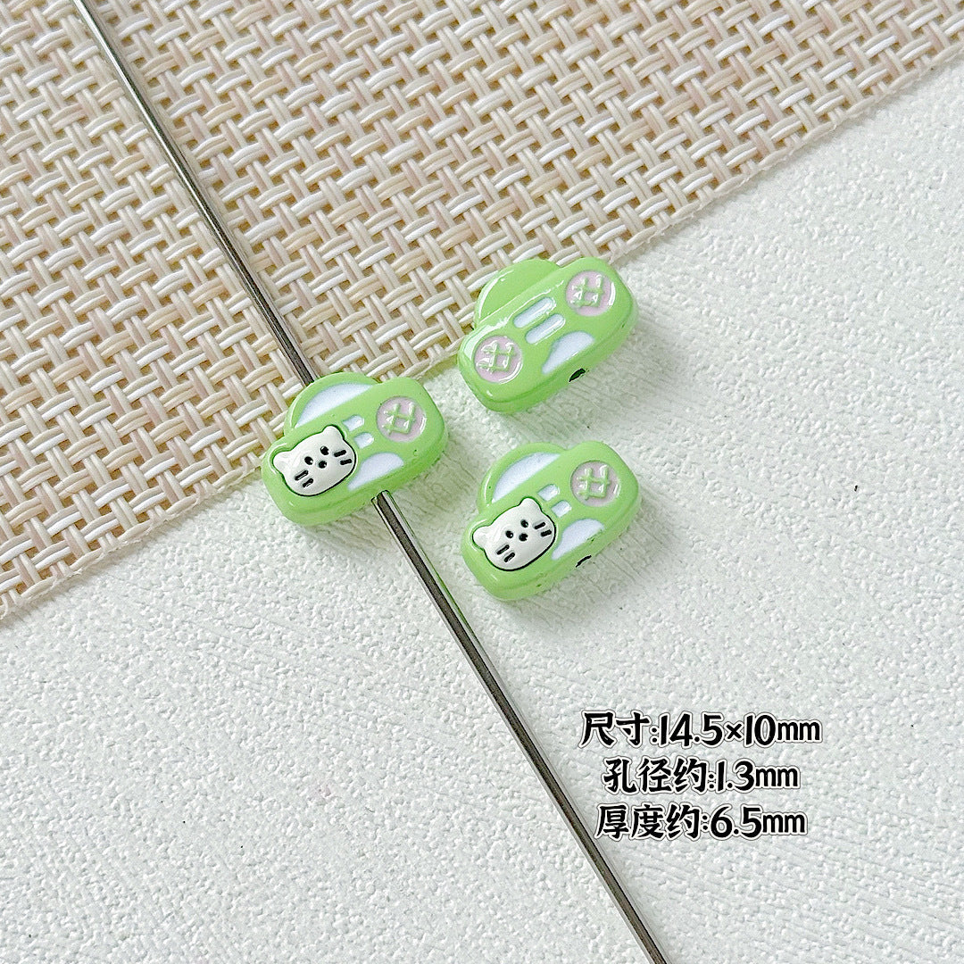 Kitten and Teddy Bear Metal Beads 14mm Hand Painted Alloy 10pcs 9