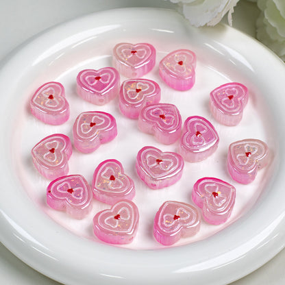 Bow Pattern Heart Resin Beads 20mm Colorful Mixed 10pcs 15