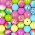 Bubblegum Beads 20mm Rose Red Blue Green Glitter Chunky Mix 50pcs 2