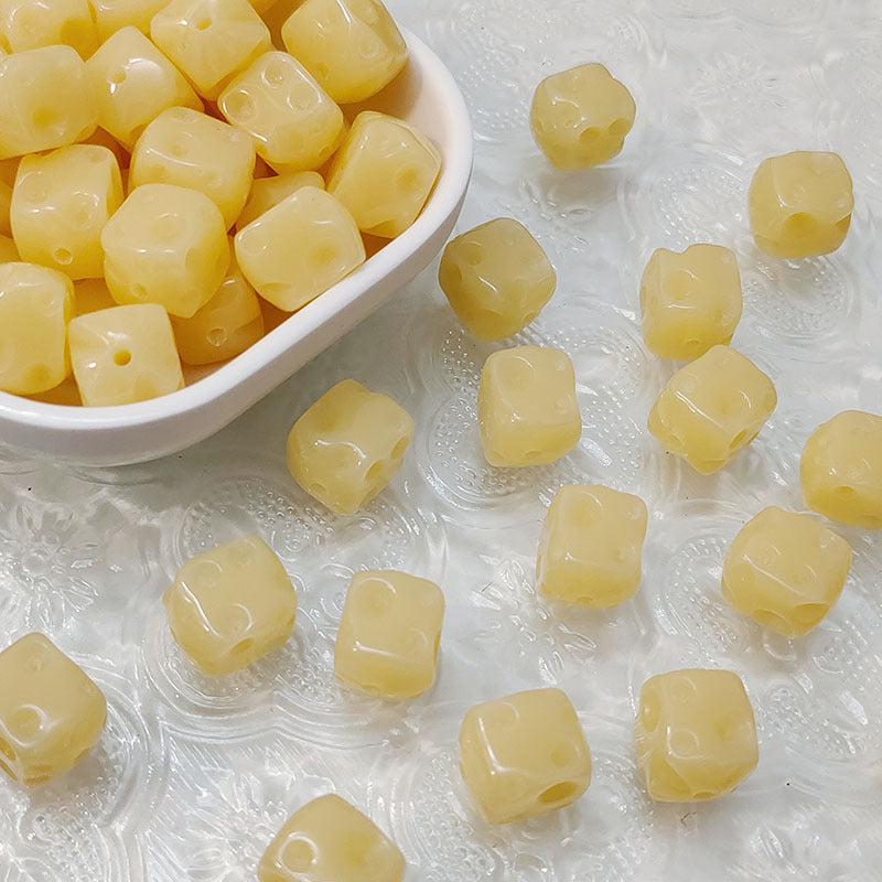 Imitation Bodhi Cube Resin Beads 12mm Chunky Rounded Dimpled 10pcs 3