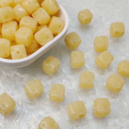 Imitation Bodhi Cube Resin Beads 12mm Chunky Rounded Dimpled 10pcs 3