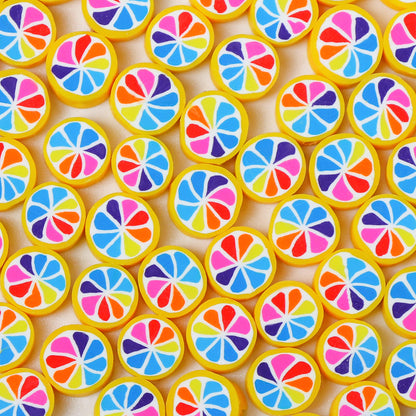 Flat Clay Beads 9mm Colorful Orange Slice Polymer 100pcs 6