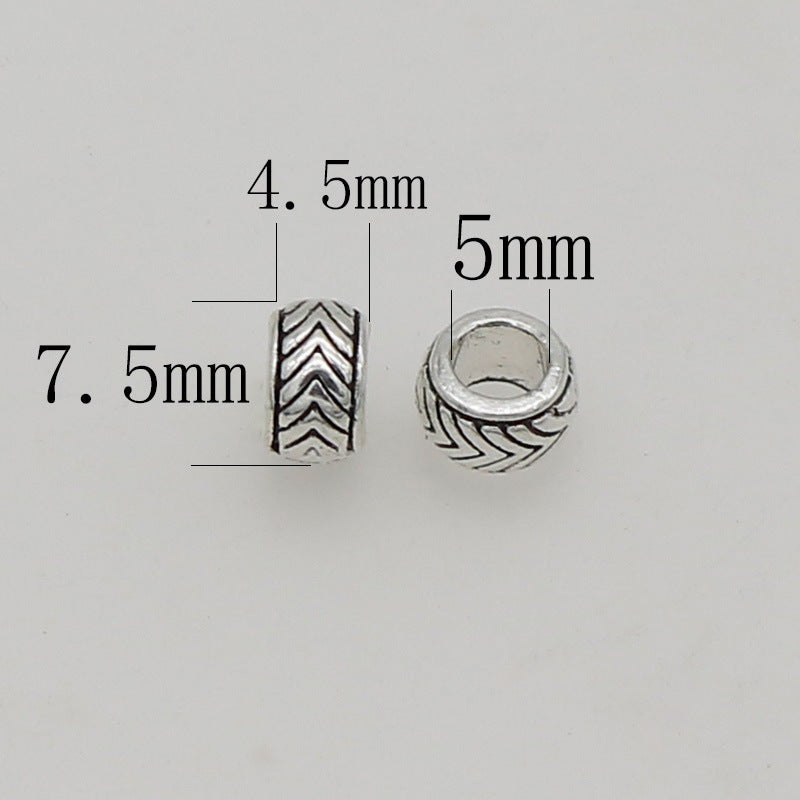 Alloy Ripple Patterned Spacer Beads 7mm Large Hole 1pc 6